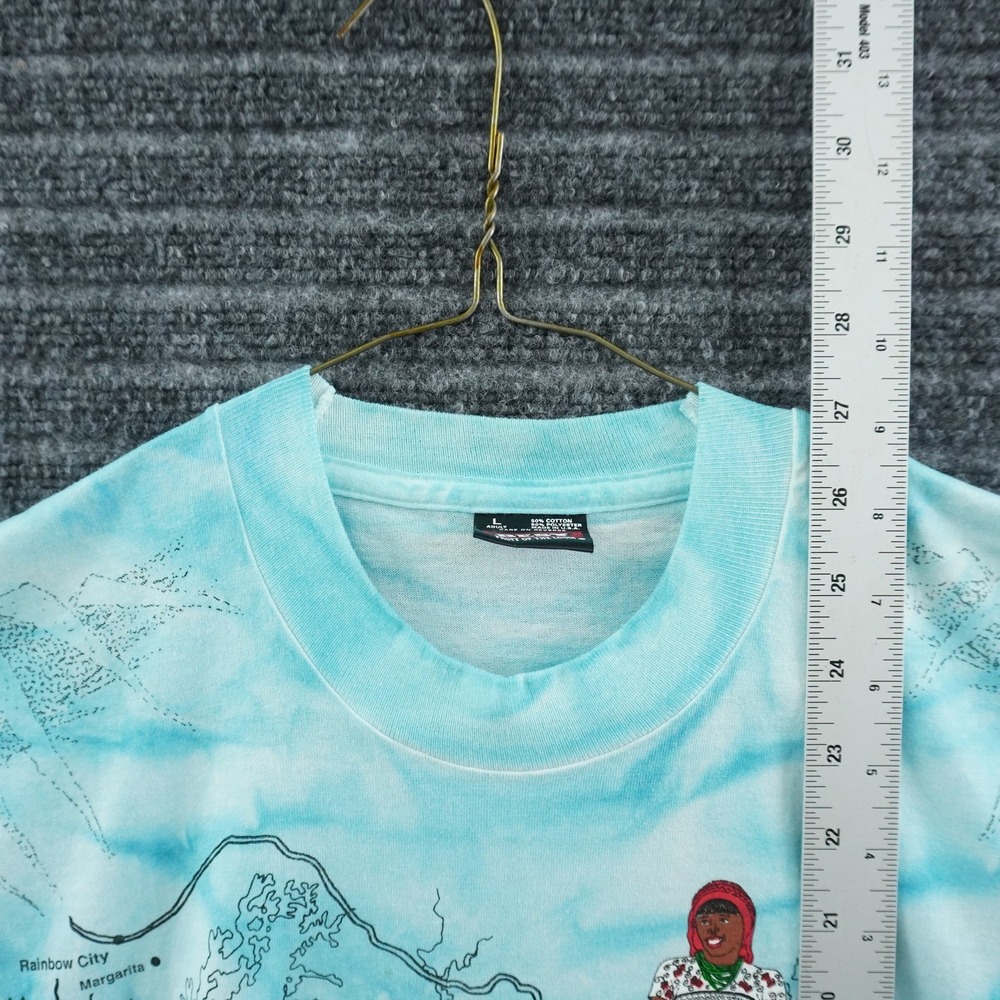 Vintage 90s Fruit of the Loom Panama Canal T-Shirt Unisex Large Blue Map Print - Picture 7 of 9